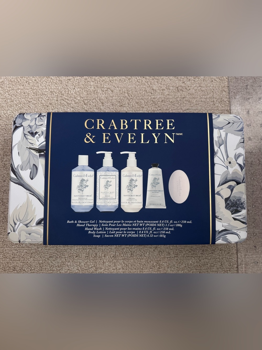 Crabtree & Evelyn 5-piece Body Care Tin Set - Nantucket Briar